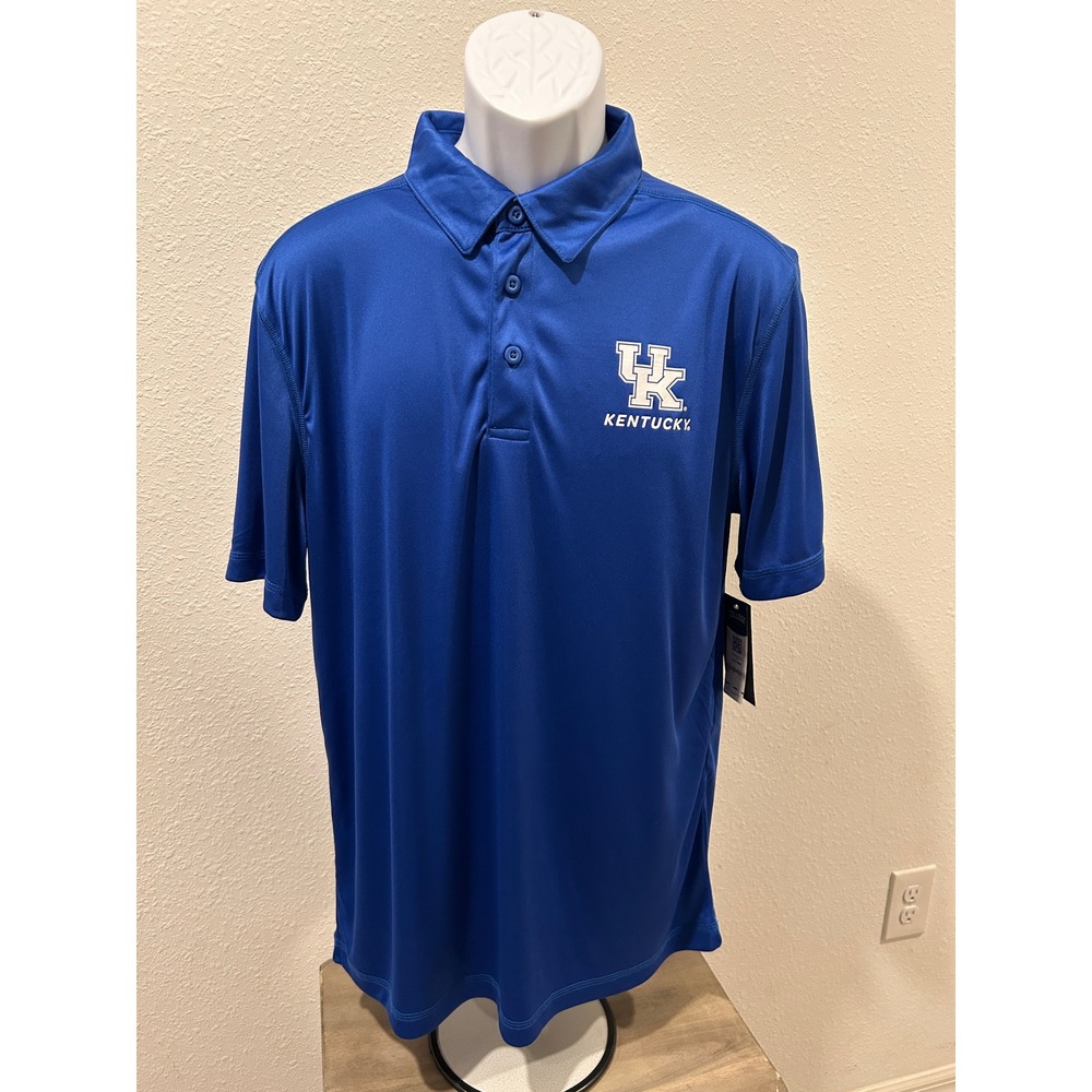 Captivating Kentucky Wildcats Licensed Mens Blue Performance Polo Shirt L NWT